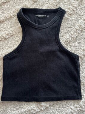 Abercrombie & Fitch Black Racerback Soft Ribbed Cotton Crop Tank Top Size XS